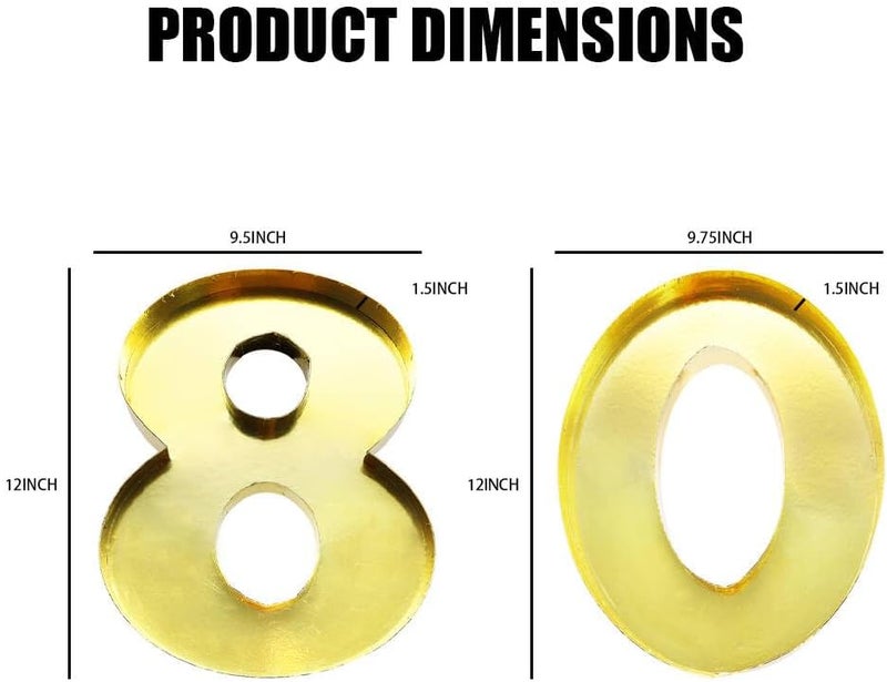 WENPACK 12inch Cardboard Number Fillable Cutouts Paper Mache for Charcuterie Sweet Food Birthday Treat (Gold, 80) - Image 2
